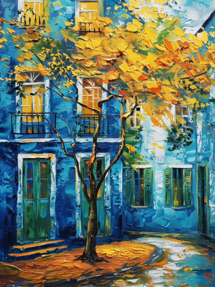 Blue House With Tree 1