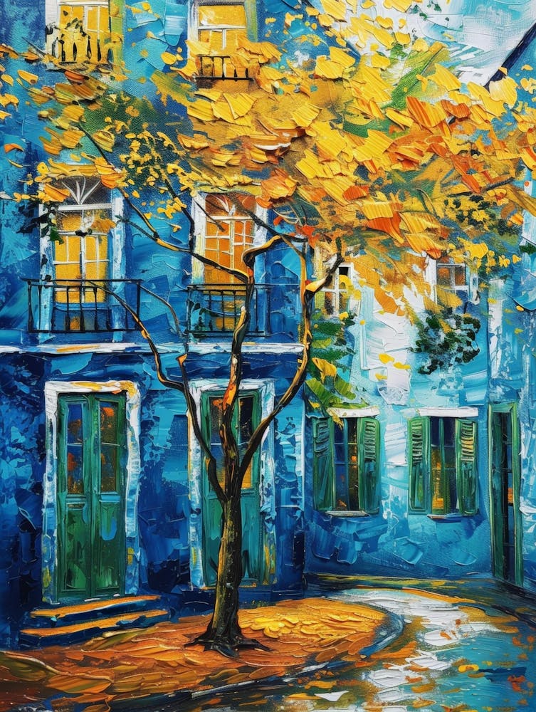 Blue House With Tree 1