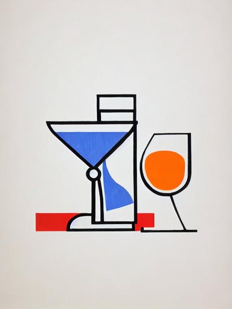 Bubblegum MCocktail Poster artini 2 Picasso Line Drawing Cocktail Poster