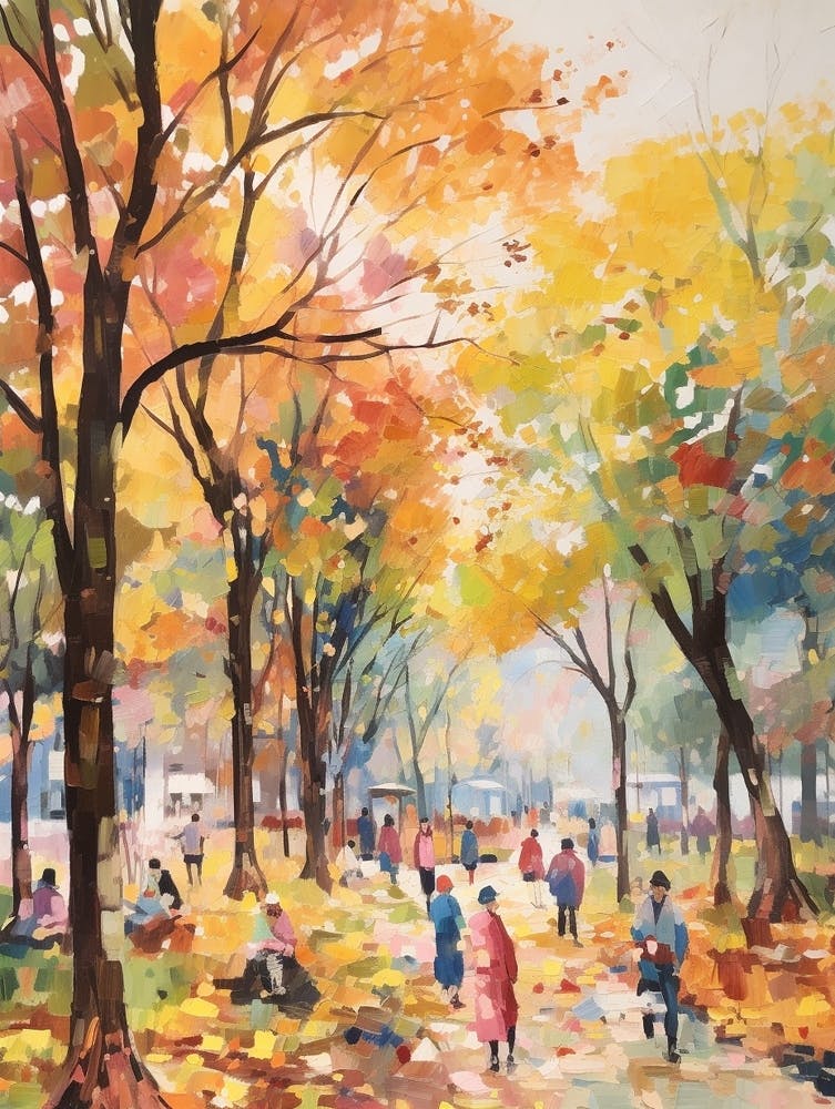 Autumn City Park Painting Peoples Park Shanghai China