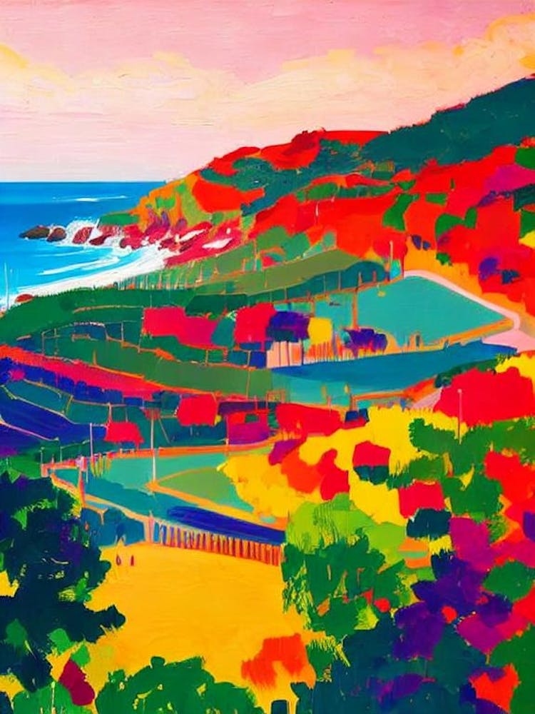 Playa De La Concha, San Sebastian, Spain Hockney Style