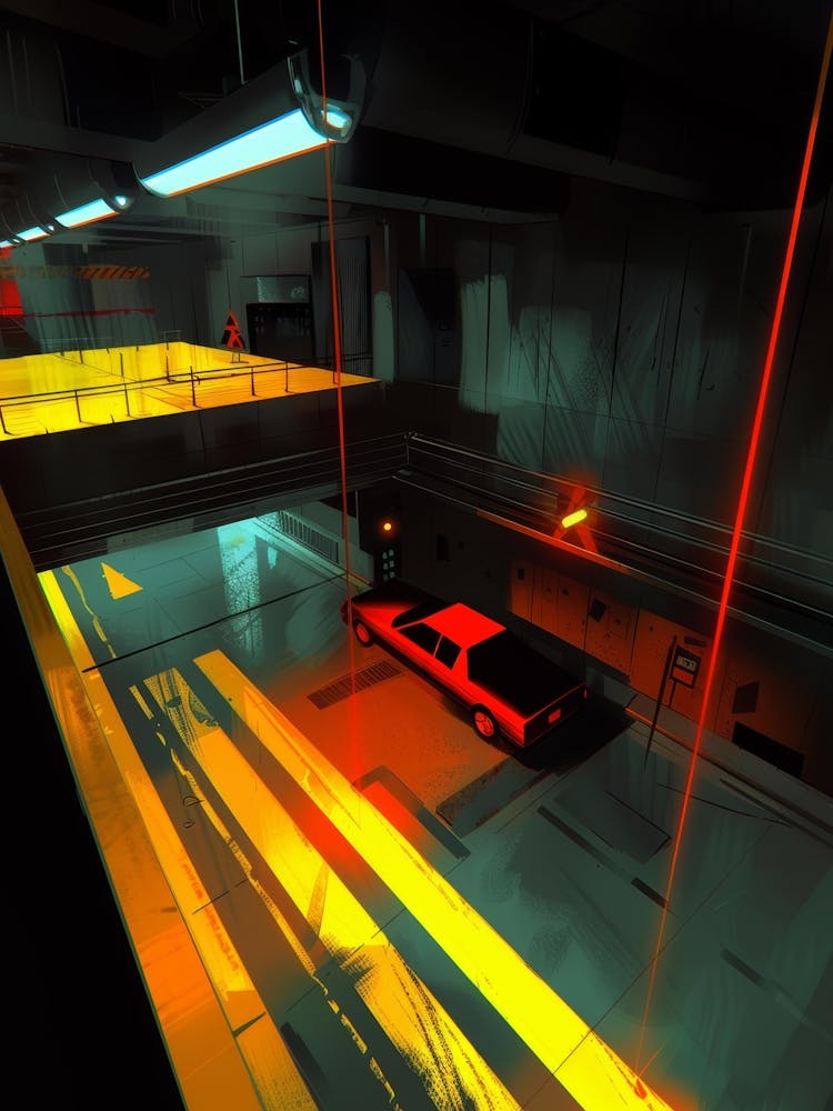 Car In A Parking Garage