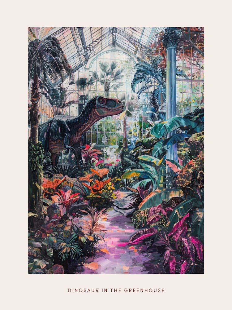 Dinosaurier im Glasgewächshaus 3 Poster