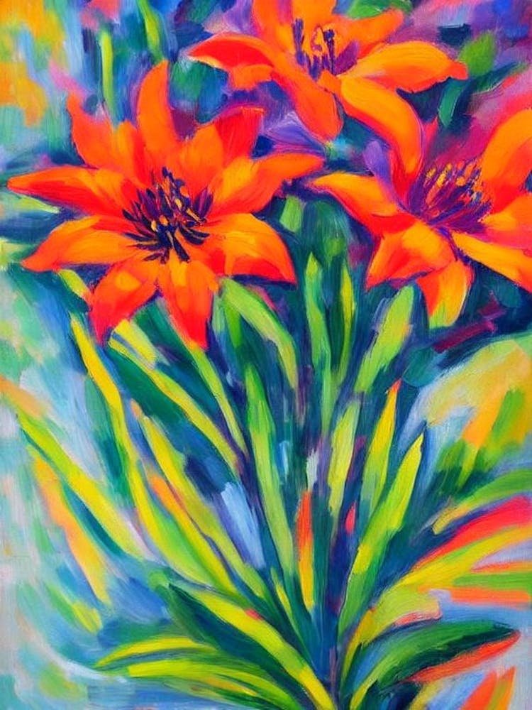 Inca Lily Floral Print Abstract Block Colour 2 Flower