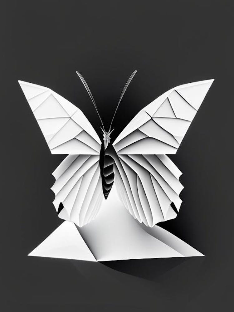 Butterfly In Snow Black & White Geometric 1