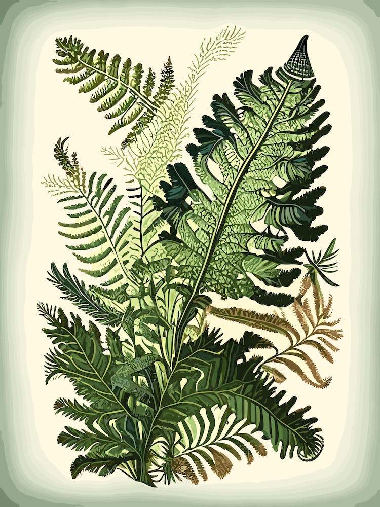 New York Fern Wildflower Vintage Botanical