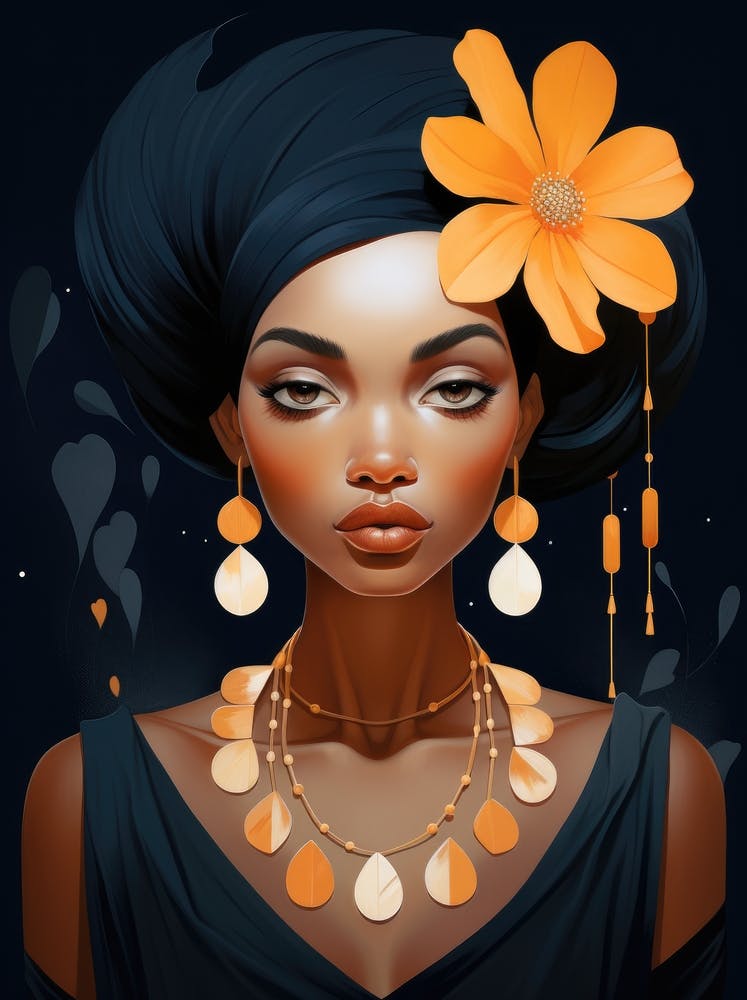 African Girl With Flower
