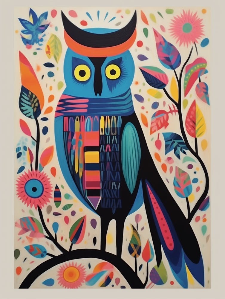 Colourful Scandi Bird Owl 1