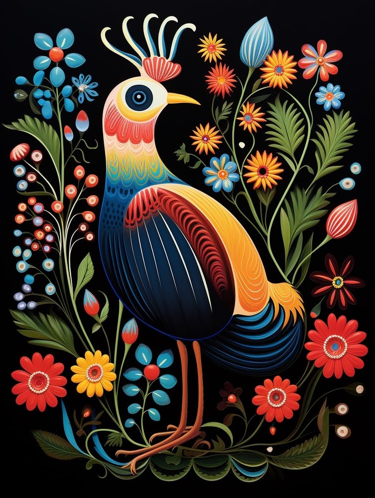 Folk Bird Illustration Pheasant 6