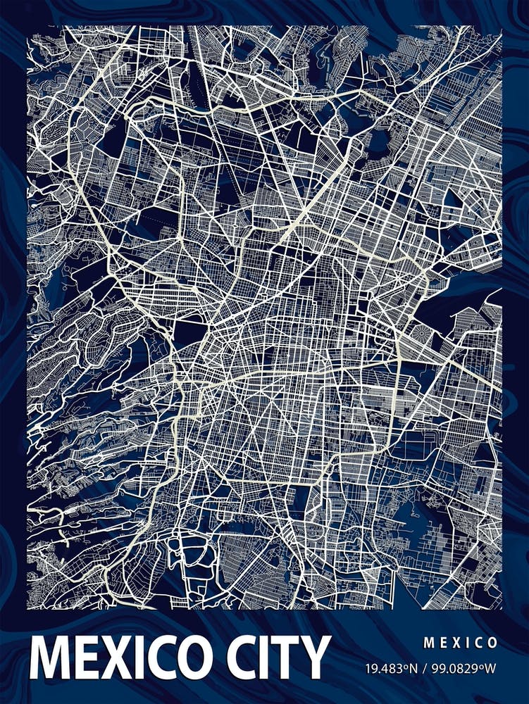 Mexico City Crocus Marble Map
