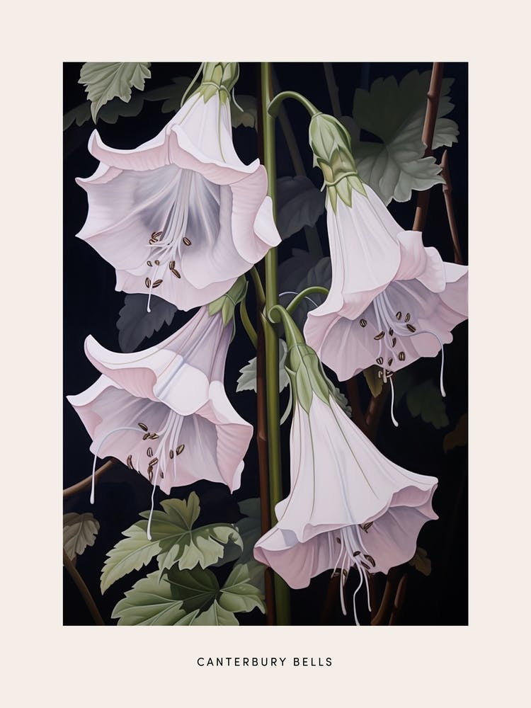 Flower Illustration Canterbury Bells 3 Poster