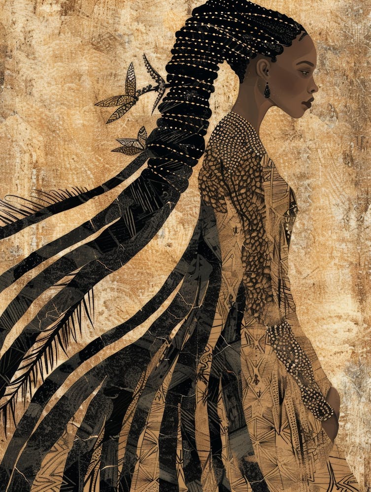 Femme Africaine aux Cheveux Longs