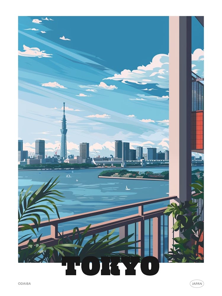 Odaiba Tokyo 1 Colourful Illustration Poster