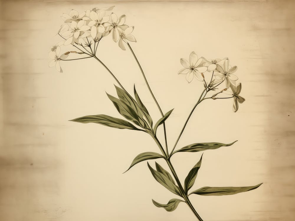 White Vintage Flower Drawing