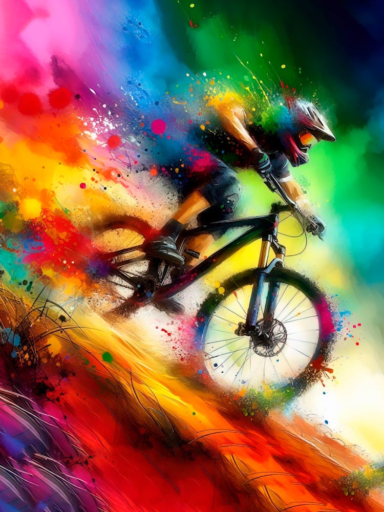 Colorful Mountain Biker