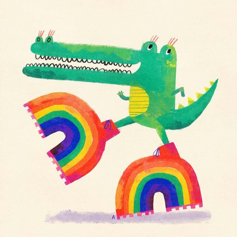 Crocodile With Rainbow Platform Boots Square
