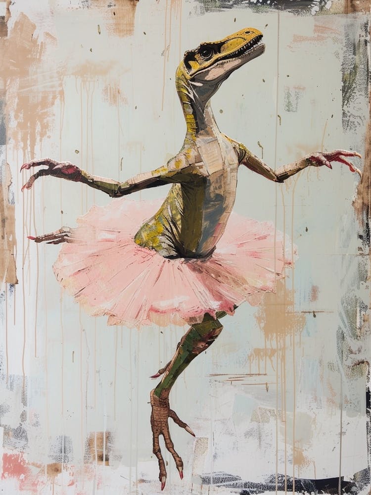 Dinosaur Dancing In A Tutu Pastels 1