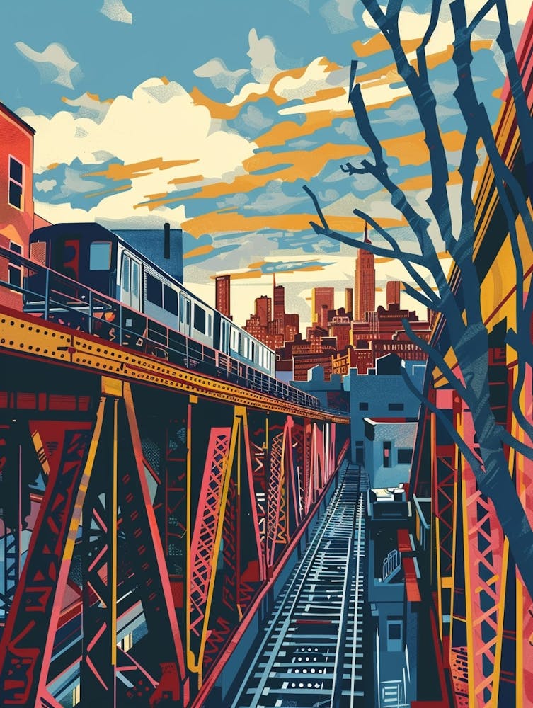 Astoria New York Colourful Silkscreen Illustration 2