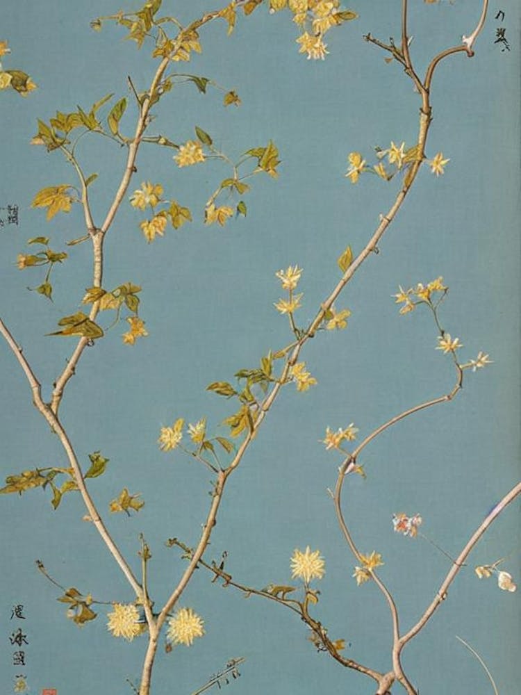 Japanese Zelkova 2 tree Vintage Botanical