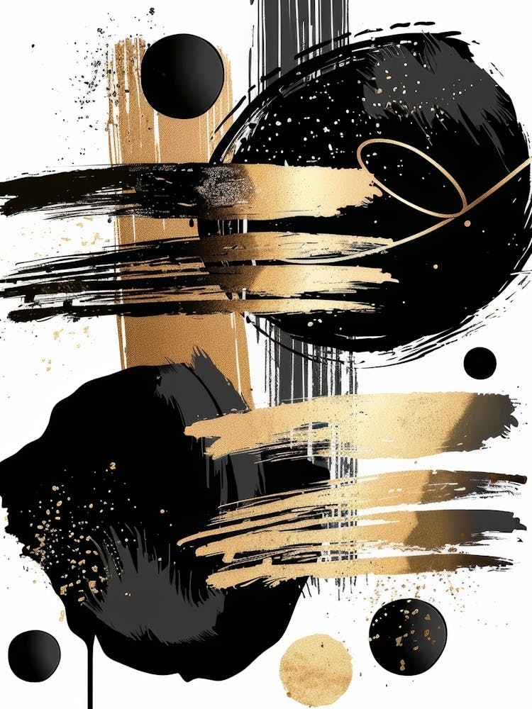Abstract Black And Gold Painting 13