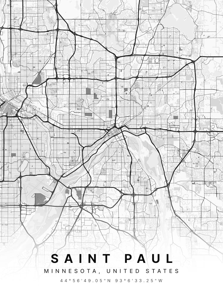 Saint Paul Minnesota USA White Map