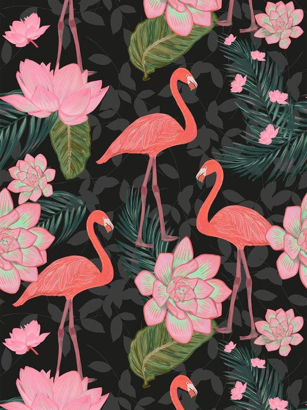 Flamingos Lotus Flowers