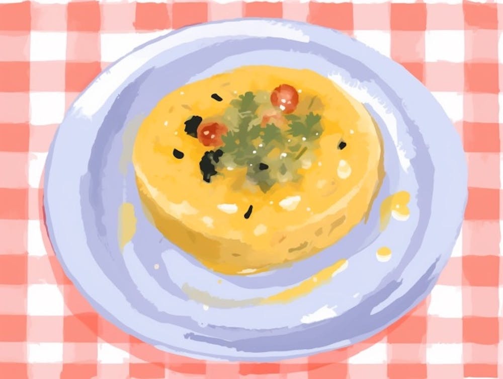 A Plate Of Polenta, Top View Food Illustration, Landscape 4