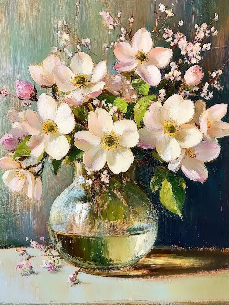 Oil Painting Still Life With Flowers