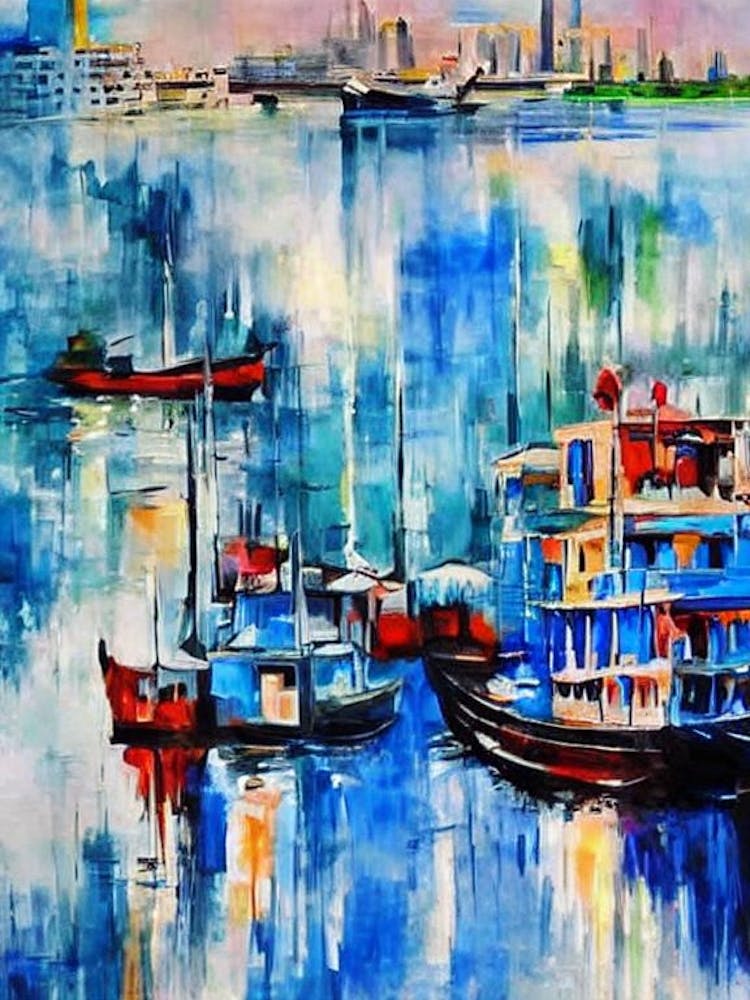 Dubai Creek United Arab Emirates Abstract Block harbour