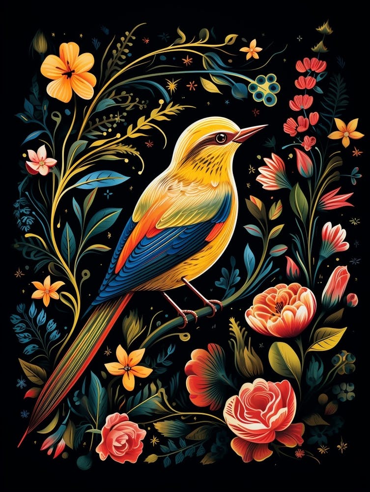 Folk Bird Illustration Yellowhammer 4