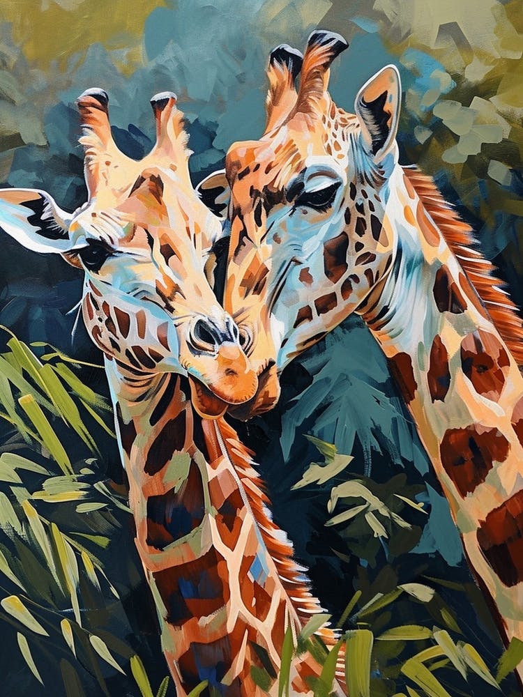 Giraffe & Calf Modern Illustration 3