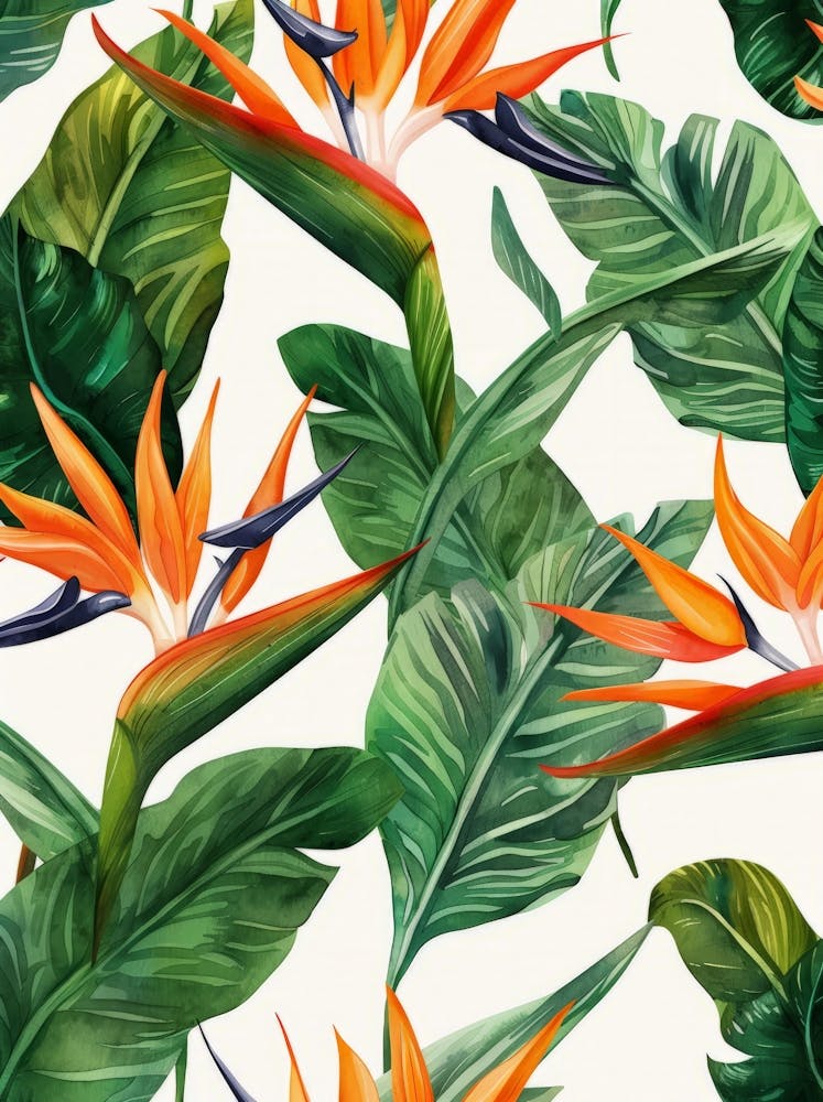 Bird Of Paradise Seamless Pattern