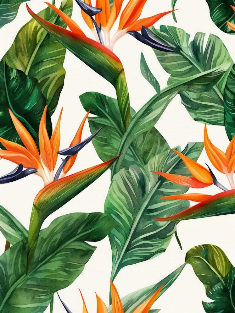 Bird Of Paradise Seamless Pattern