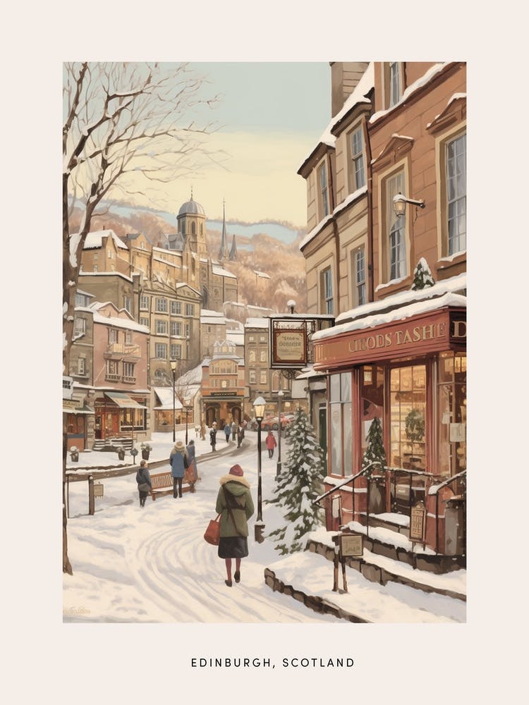 Vintage Winterposter Edinburgh Schottland 7