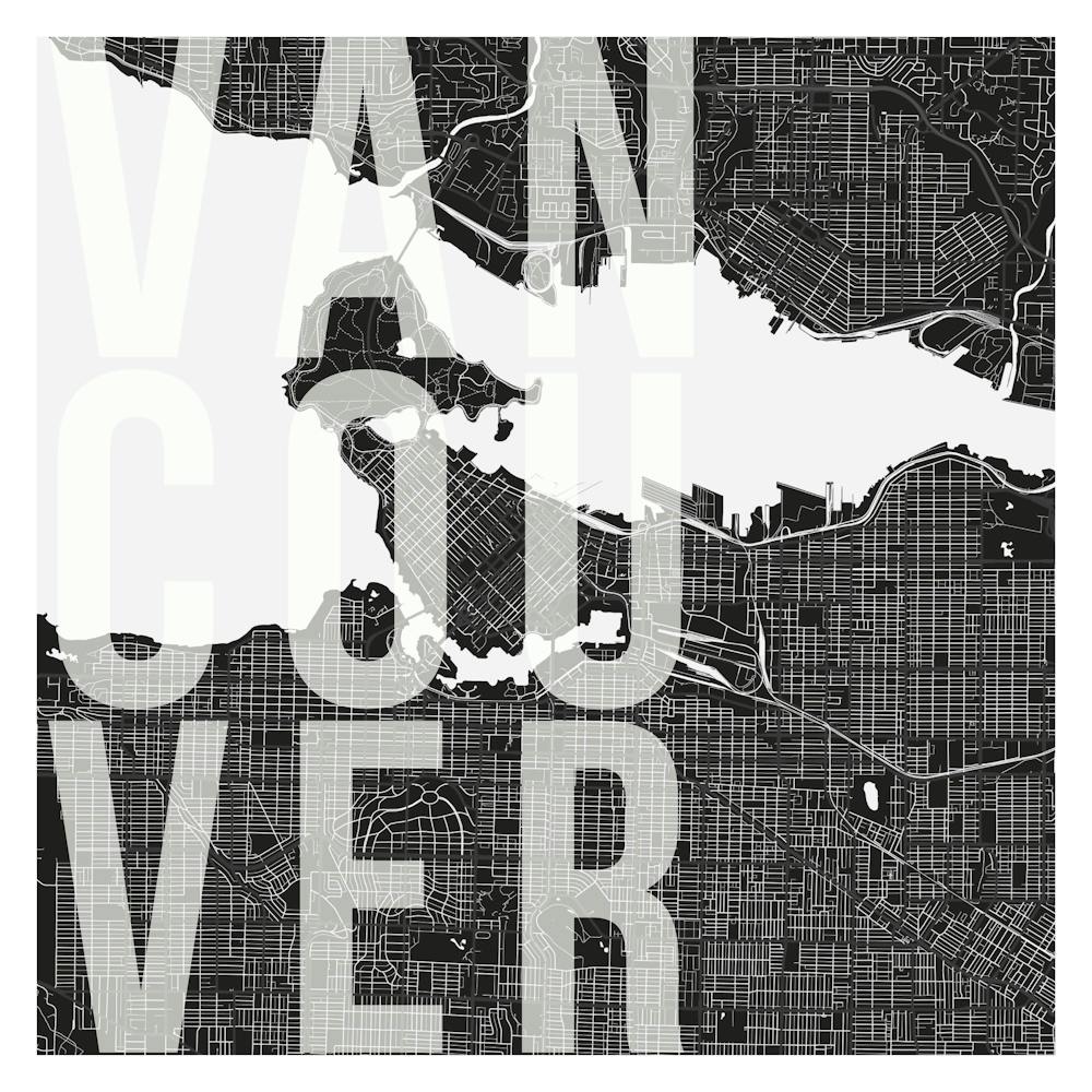 Vancouver Mono Street Map Text Overlay Square