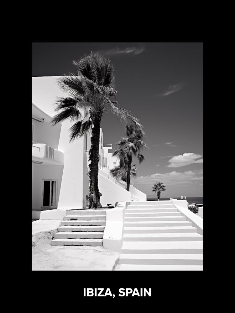 Poster Of Ibiza, Spain, Mediterranean Black And White Photography Analogue 2