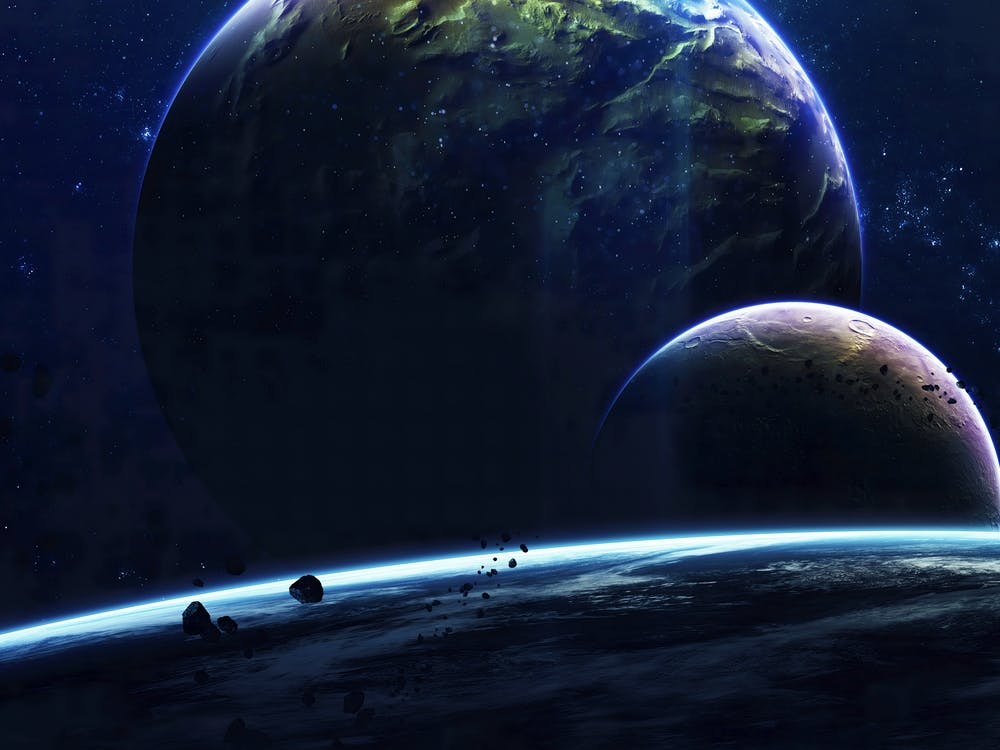 Planet explosion. Apocalypse in space #5 — space poster, space photo art, collage