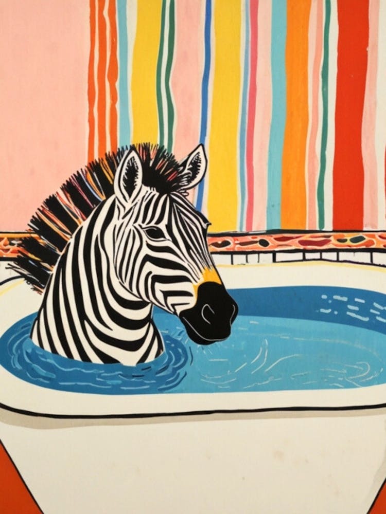 Zebra In The Tub