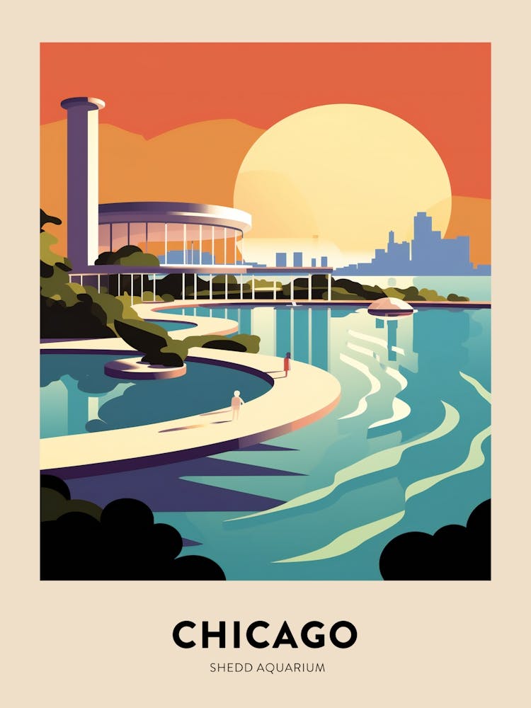 Shedd Aquarium Chicago Travel Poster