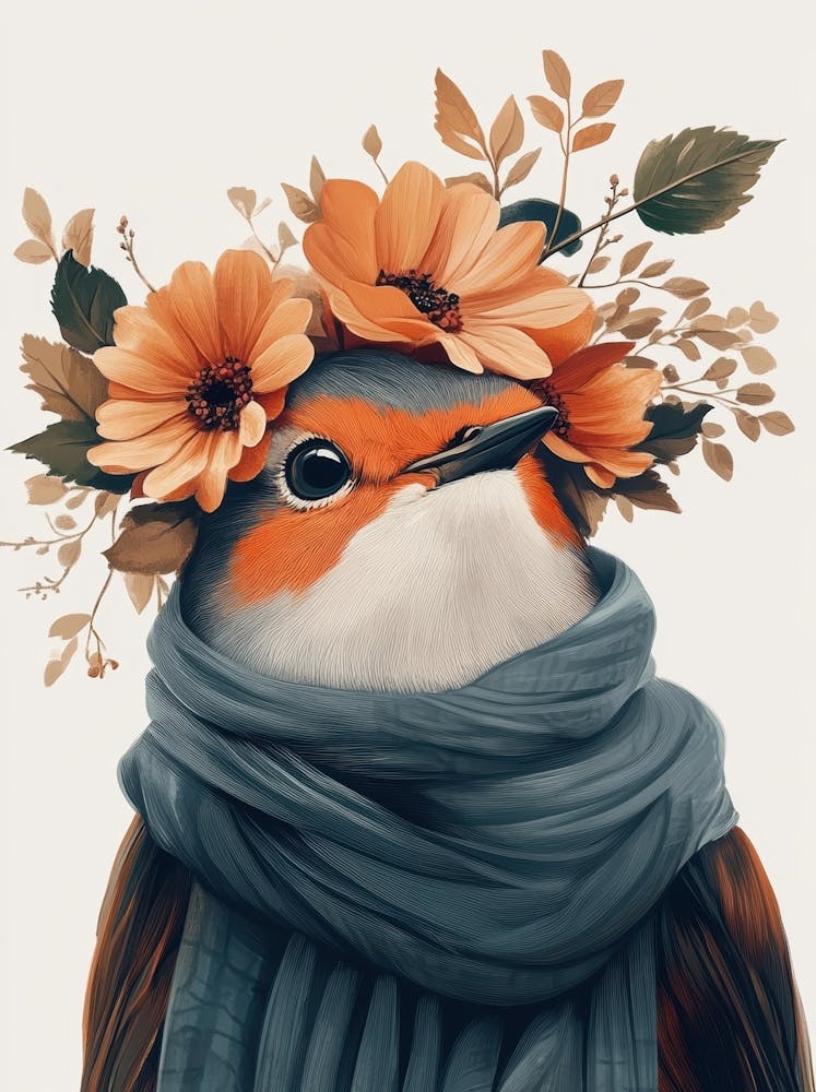 Bird With Flowers