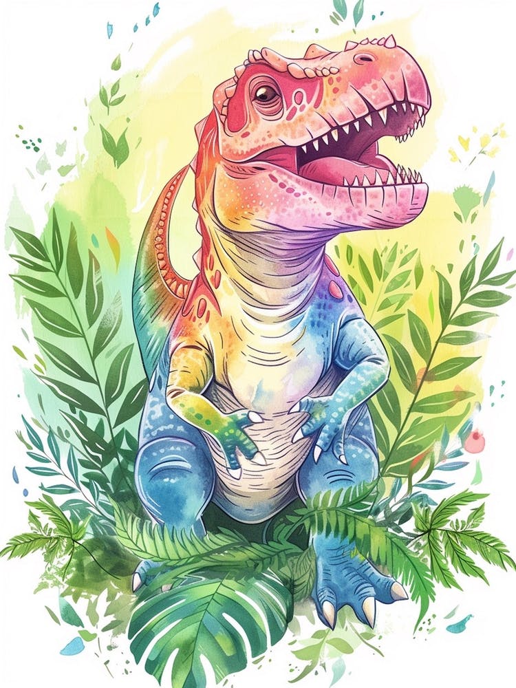 Pastel Watercolour Carnotaurus Dinosaur 1