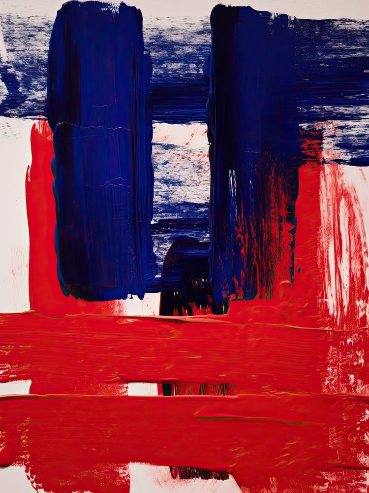 Blue And Red Brush Strokes Abstract 1