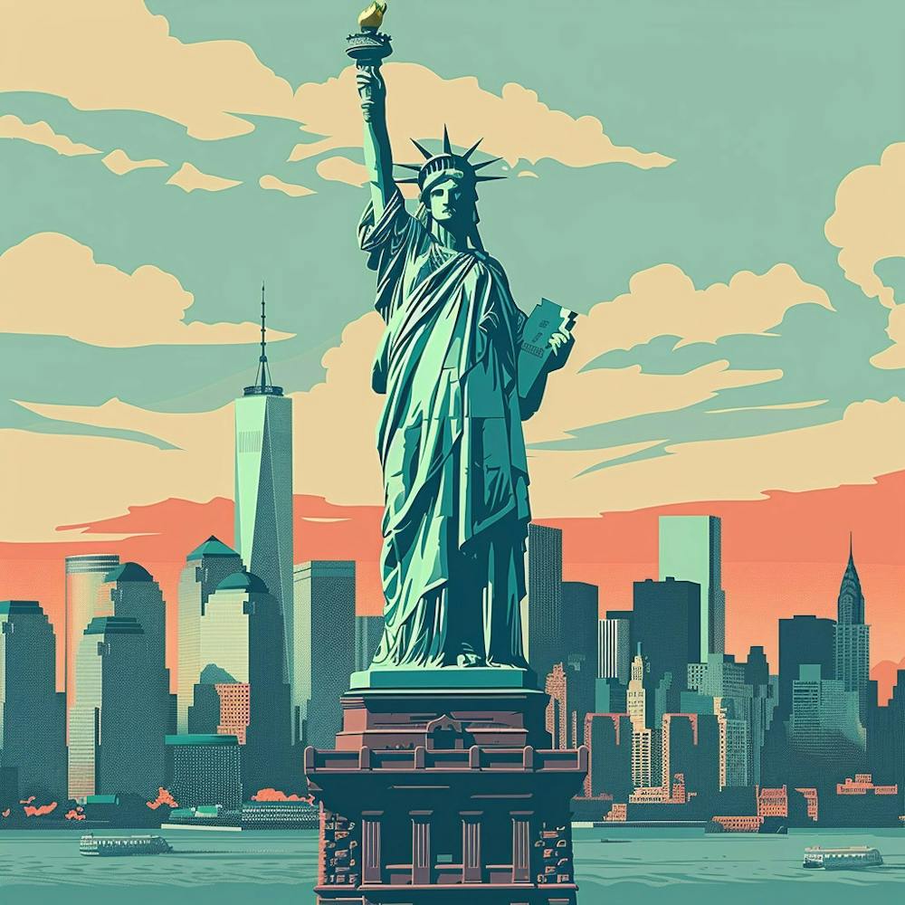 Eine Freiheitsstatue In New York Lofi Illustration 1719922656 4