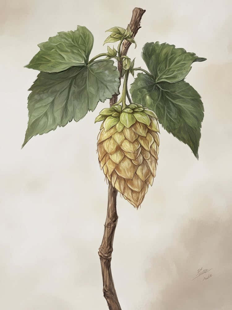 Hops Drawing Vintage