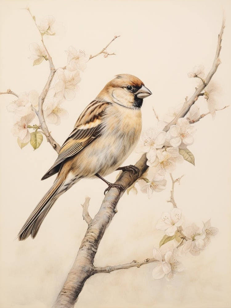 Vintage Bird Drawing Finch 1
