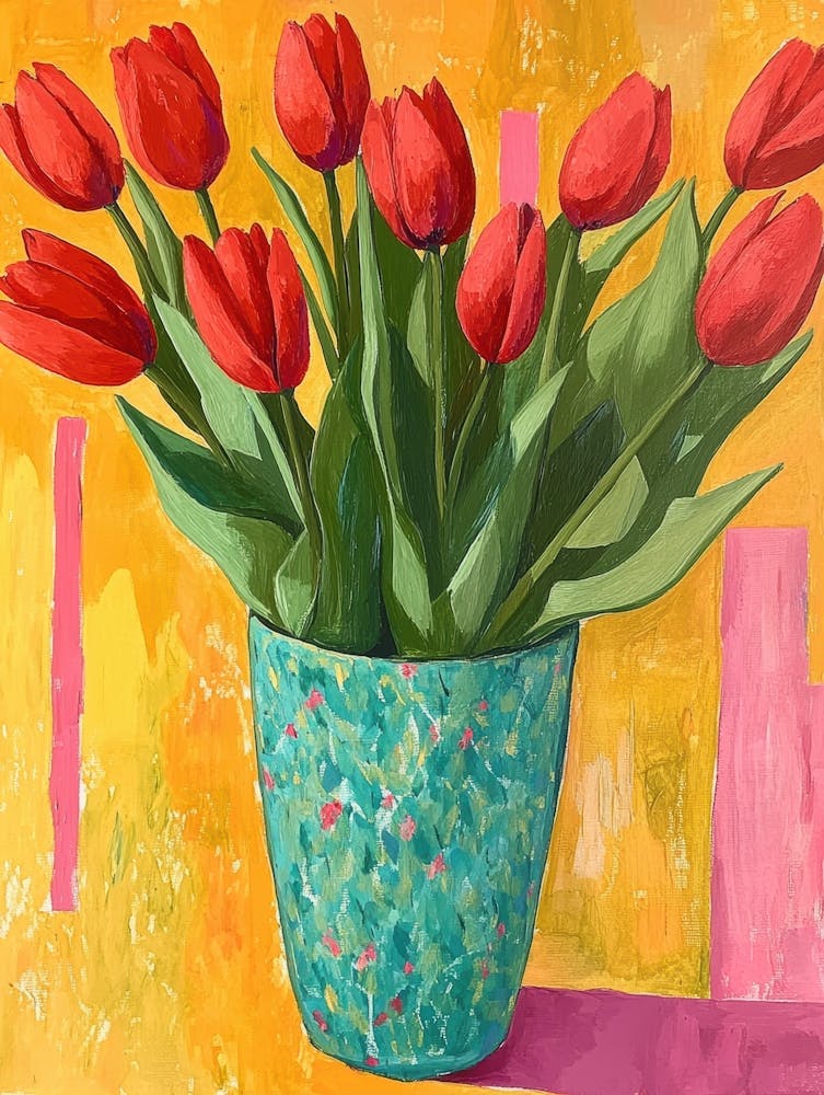 Red Tulips In A Vase 2