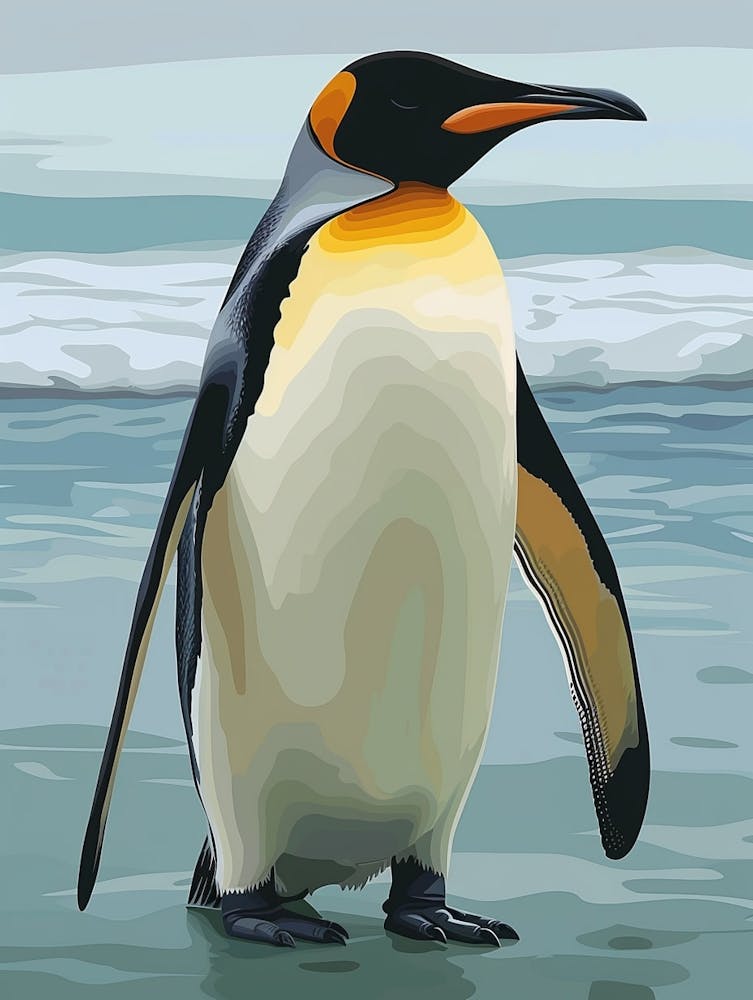 Emperor Penguin Carcass Island Minimalist Illustration 2