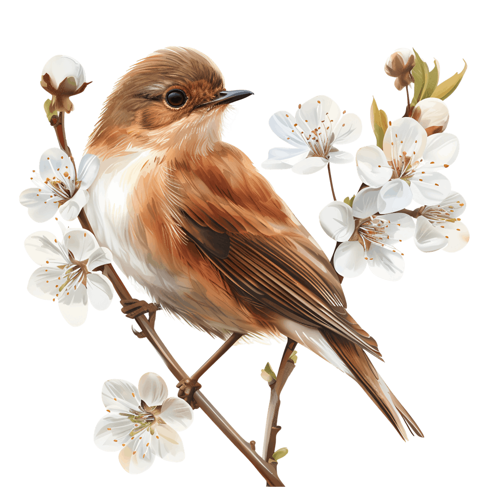 Bird In Cherry Blossoms