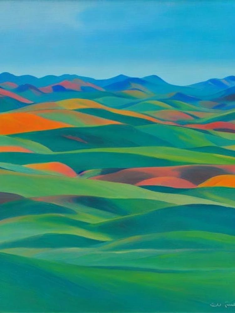 Gobi Gurvansaikhan National Park Mongolia Blue Oil Painting 2 