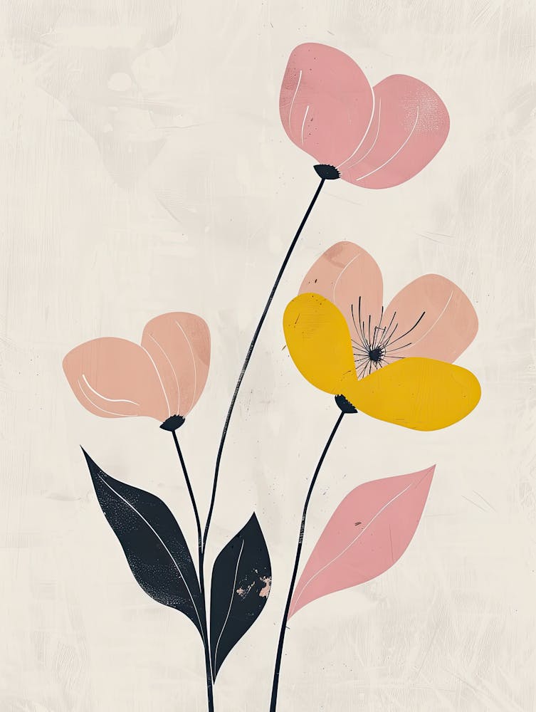 Flowers On A Beige Background 2